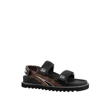 LOUIS VUITTON BLACK PASEO FLAT COMFORT SANDALS  1AB0XT