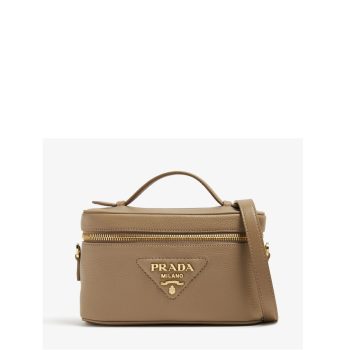 PRADA MINI CLAY GREY LEATHER BAG 18CM