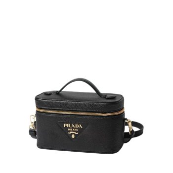 PRADA MINI BLACK LEATHER BAG 18CM