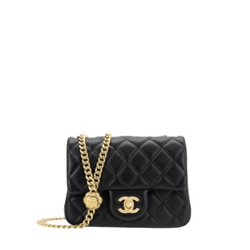 CHANEL BLACK RECTANGULAR MINI FLAP BAG 18CM