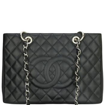 CHANEL BLACK CLASSIC TOTE BAG GOLD TONED HARDWARE 34CM