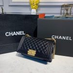 Chanel Boy Handbag Gold Toned Hardware Black For Women (6)
