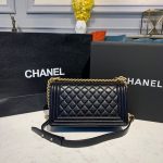 Chanel Boy Handbag Gold Toned Hardware Black For Women (6)