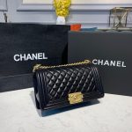 Chanel Boy Handbag Gold Toned Hardware Black For Women (6)
