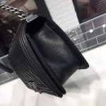 Chanel Boy Handbag Silver Hardware Black (9)