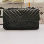 Chanel Chevron Classic Handbag Black Hardware Black 10.2in26cm (5)