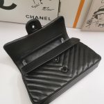 Chanel Chevron Classic Handbag Black Hardware Black 10.2in26cm (5)