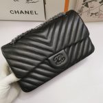 Chanel Chevron Classic Handbag Black Hardware Black 10.2in26cm (5)