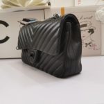 Chanel Chevron Classic Handbag Black Hardware Black 10.2in26cm (5)