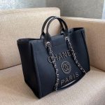 Chanel Large Deauville Pearl Tote Bag Black (5)
