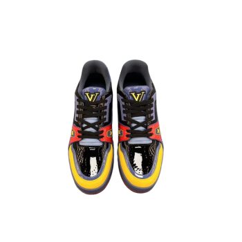 LOUIS VUITTON TRAINER SNEAKER PATENT CANVAS NAVY BLUE VIRGIL ABLOH