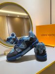 Louis Vuitton Trainer Sneaker Monogram Denim Blue NigoVirgil Abloh For Men (7)