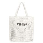 PRADA WHITE RAFFIA TOTE BAG