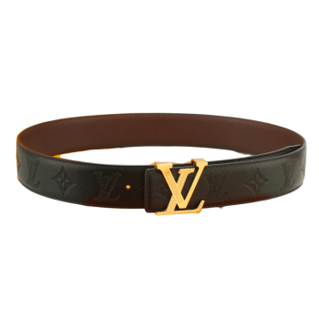 LOUIS VUITTON'S ICONIC BLACK BELT GOLD BUCKLE 4.0CM - 110CM - 95EU