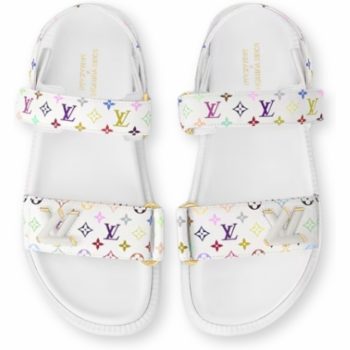 LOUIS VUITTON LV X TM LV SUNSET FLAT COMFORT SANDAL WHITE