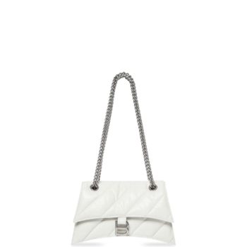BALENCIAGA CRUSH SMALL CHAIN BAG QUILTED IN WHITE 25CM