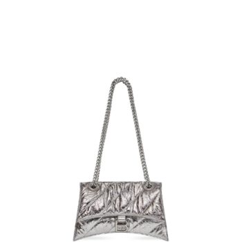 BALENCIAGA CRUSH SMALL CHAIN BAG METALLIZED QUILTED IN SILVER 25CM