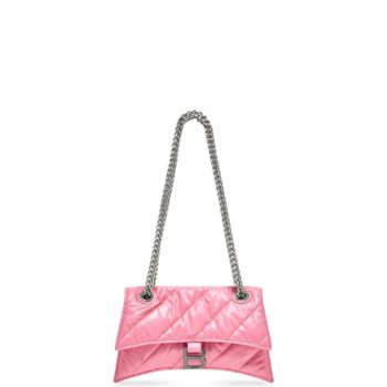BALENCIAGA CRUSH SMALL CHAIN BAG QUILTED IN PINK 25CM