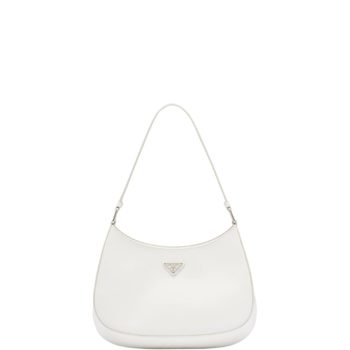 PRADA CLEO BRUSHED LEATHER SHOULDER BAG WHITE 27CM