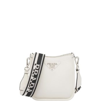 PRADA LEATHER MINI SHOULDER BAG WHITE 20CM