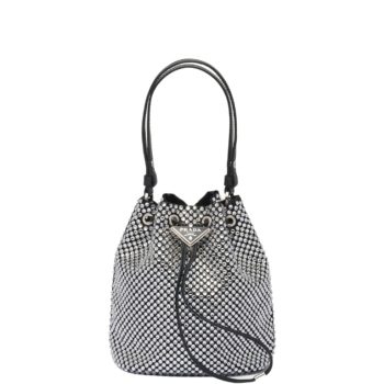 PRADA EMBELLISHED SATIN POUCH CRYSTAL COLOR 18CM