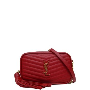 SAINT LAURENT LOU CAMERA BAG IN QUILTED LEATHER RED 18CM