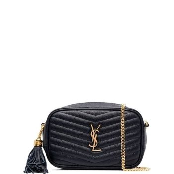 SAINT LAURENT LOU CAMERA BAG IN QUILTED LEATHER GOLD HARDWARE BLACK 18CM