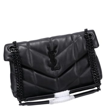 SAINT LAURENT PUFFER SMALL CHAIN BAG IN QUILTED LAMBSKIN BLACK NOIR 5774761EL081000