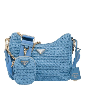 PRADA BLUE RAFFIA BAG RE-EDITION 2005