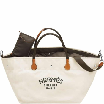 HERMES BAG WHITE FOURRE TOUT DU CAVALIER 42CM