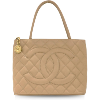 CHANEL BEIGE MEDALLION TOTE SHOULDER BAG