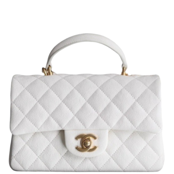 CHANEL MINI FLAPBAG WITH TOP HANDLE WHITE