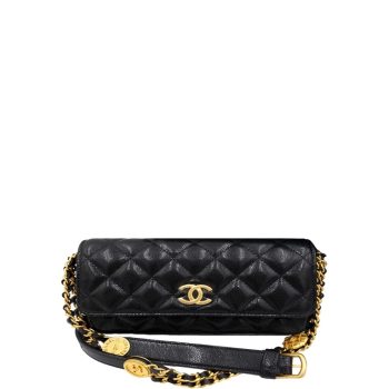 CHANEL SMALL FLAP BAGS GOLD HARDWARE BLACK 7.5IN/19.2CM