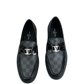 LOUIS VUITTON CLASSIC BLACK MOCCASIN BLACK/ GREY