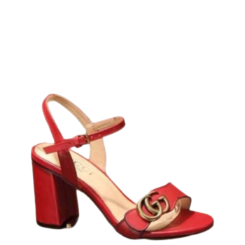 SANDAL GUCCI LEATHER MID HEEL SANDAL RED