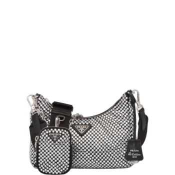 PRADA RE-EDITION 2005 SATIN BAG WITH CRYSTALS