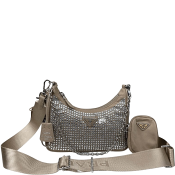 PRADA RE-EDITION 2005 SATIN BAG WITH BEIGE