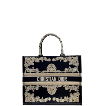 DIOR LARGE BOOK TOTE BLUE GOLD CORNELY EMBROIDERY 42CM
