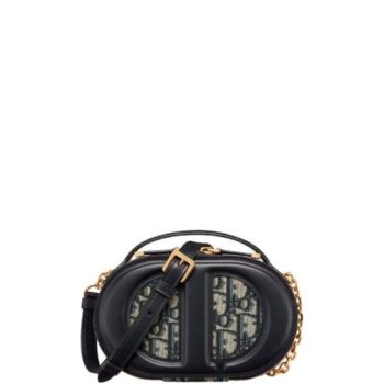 DIOR SIGNATURE OVAL CAMERA BAG BLACK 18CM