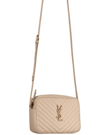 SAINT LAURENT LOU CAMERA BAG IN QUILTED LEATHER BEIGE GOLD 23CM