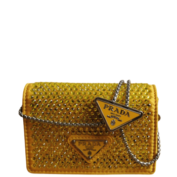 PRADA CARDHOLDER WITH SHOULDER STRAP AND CRYSTALS PLATINUM COLOR 13CM 1MR024 2AWL F0522