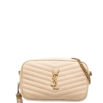 SAINT LAURENT LOU CAMERA BAG IN QUILTED LEATHER BEIGE 18CM