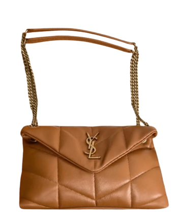 SAINT LAURENT PUFFER SMALL CHAIN BAG IN QUILTED LAMBSKIN DARK HONEY 5774761EL077724