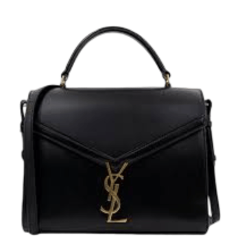SAINT LAURENT CASSANDRA MEDIUM TOP HANDLE BAG BLACK GOLD 24CM