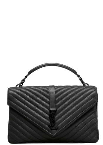 SAINT LAURENT ENVELOPE CHAIN BAG IN MIX MATELASSE GRAIN DE POUDRE EMBOSSED LEATHER BLACK 31CM