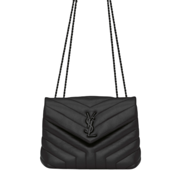 SAINT LAURENT LOULOU TOY STRAP BAG IN QUILTED Y LEATHER WITH BLACK HARDWARE