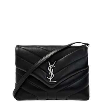 SAINT LAURENT LOULOU TOY STRAP BAG IN QUILTED Y LEATHER BLACK 20CM