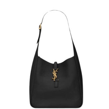 SAINT LAURENT LE 5 A 7 SOFT SMALL HOBO BAG IN SMOOTH LEATHER BLACK