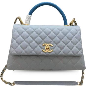 CHANEL LARGE FLAP BAG WITH TOP HANDLE LIGHT GREY