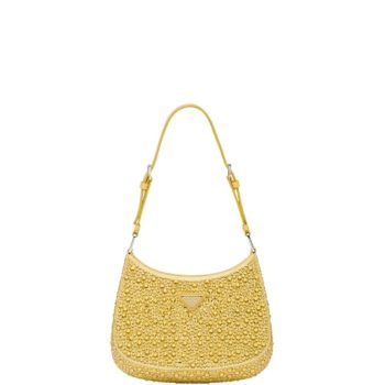 PRADA CLEO SATIN BAG WITH CRYSTALS YELLOW 1BC169 2AWL F068X V HOO